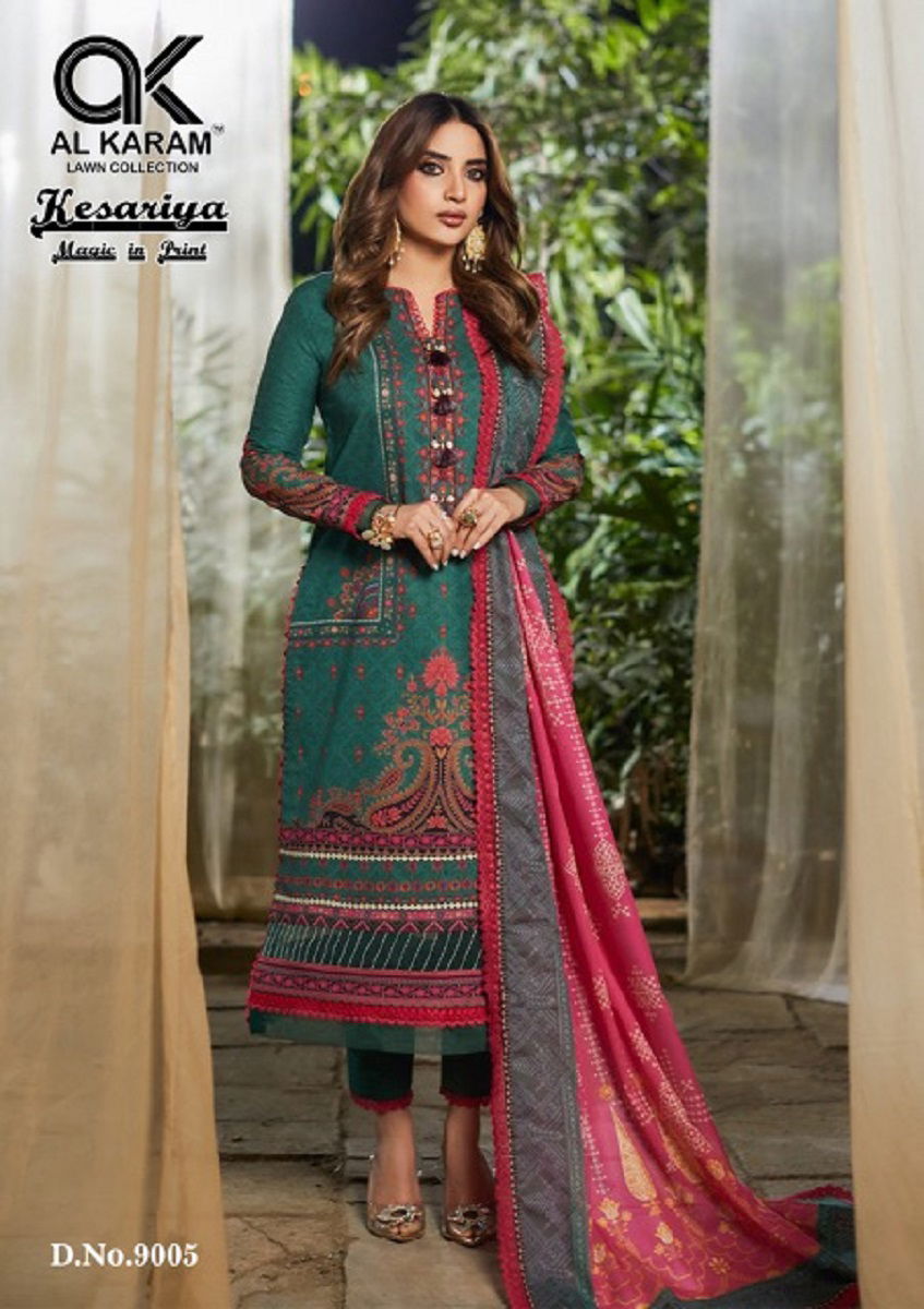 Al Karam Kesariya Vol 9 Cambric Cotton Dress Material
